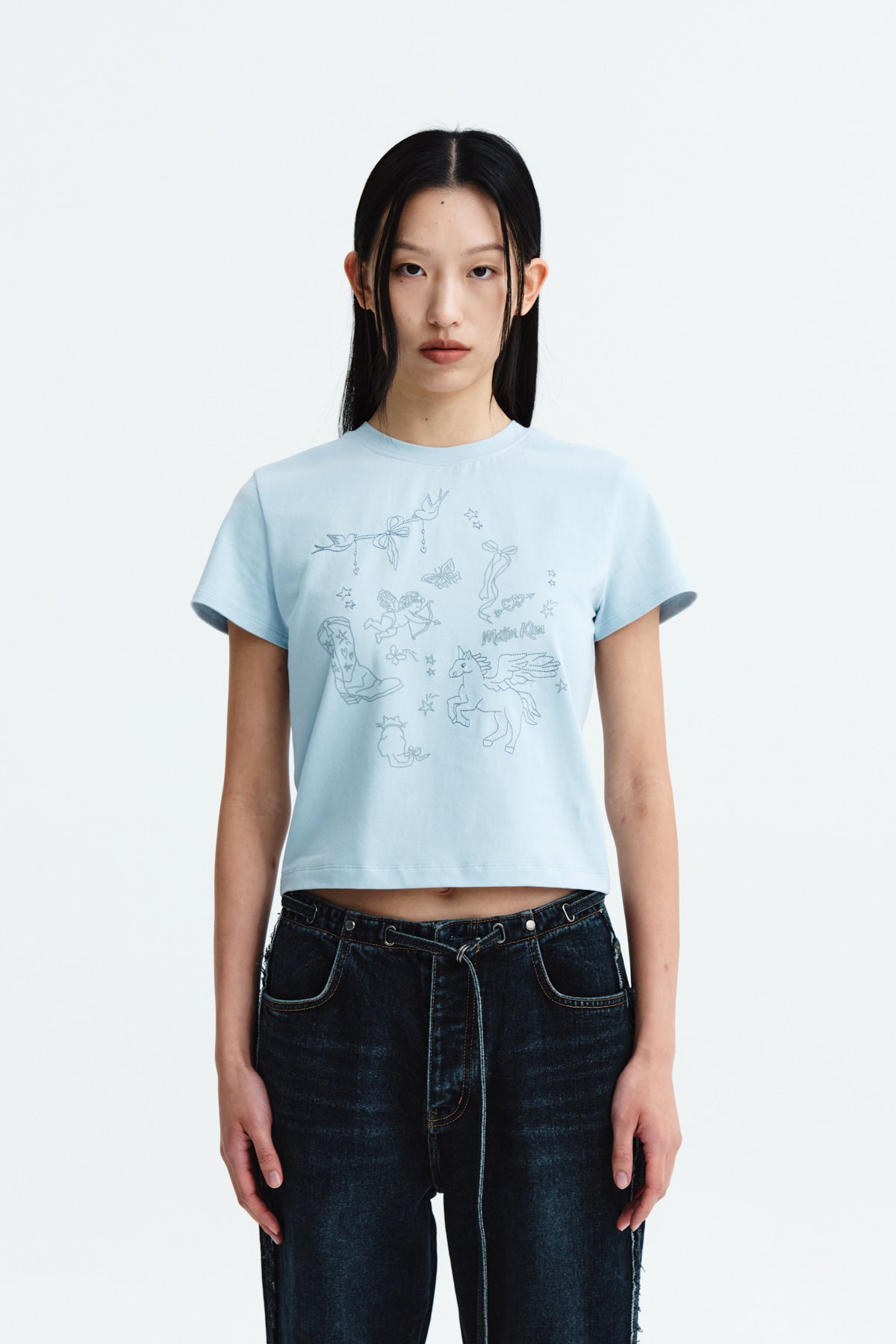[matinkim] KITSCH PRINTING CROP TOP IN SKY