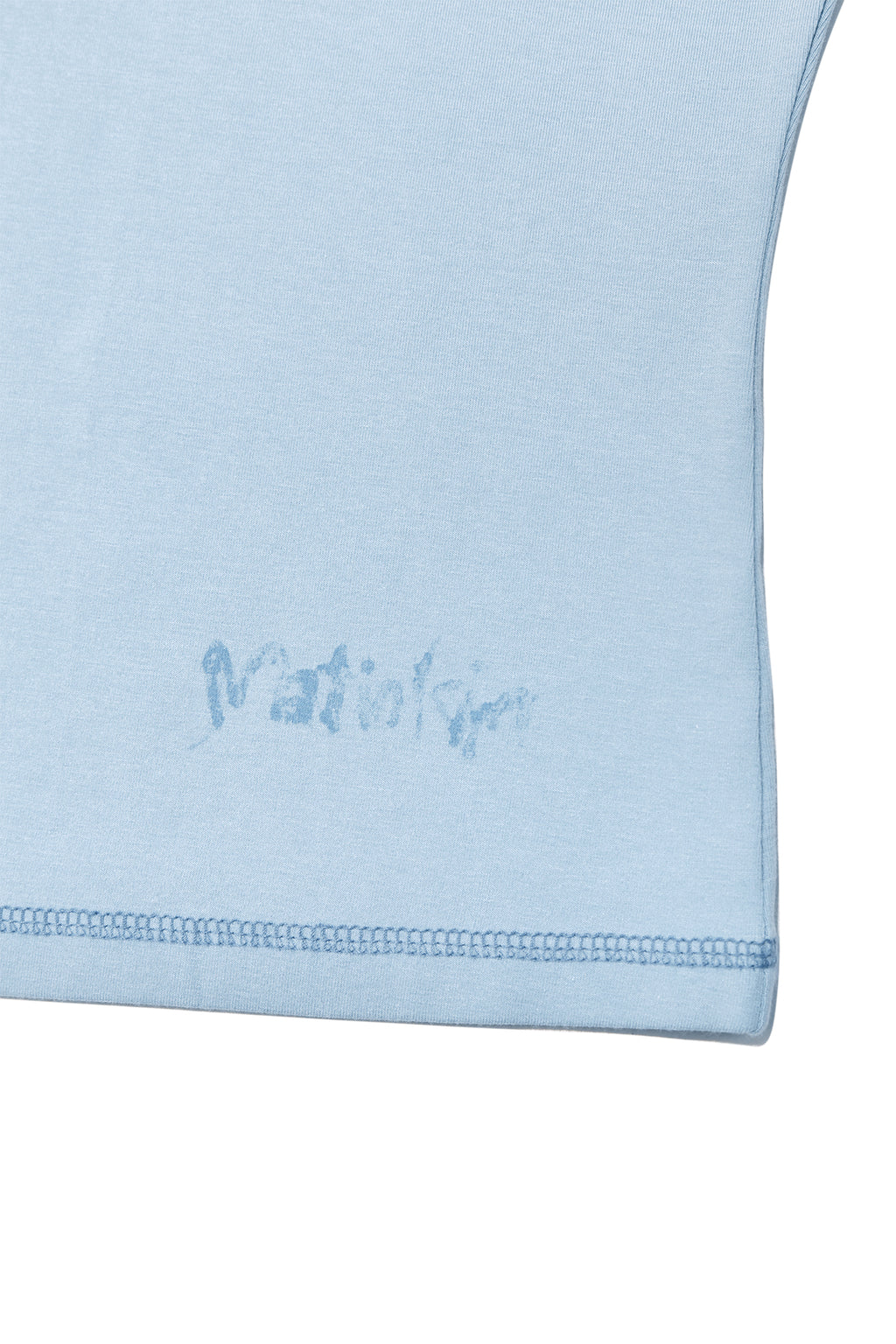[matinkim] THREE QUARTER LOGO SLIM TOP IN LIGHT BLUE