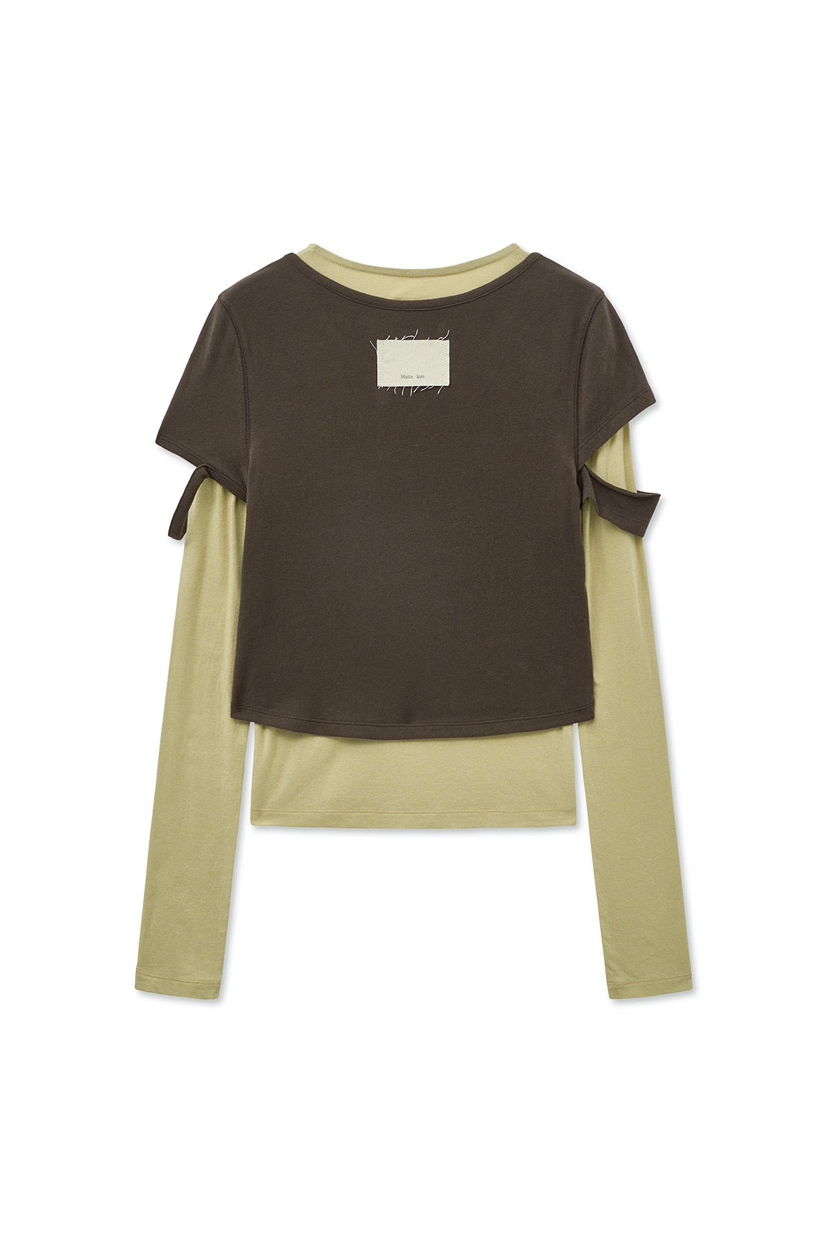 [matinkim] LAYERED POINT SLIM TOP IN BROWN