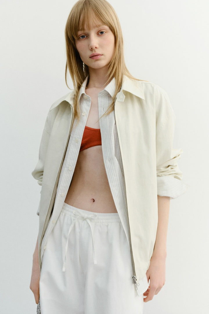 Dunst Unisex Collared Light Blouson Jacket Ivory