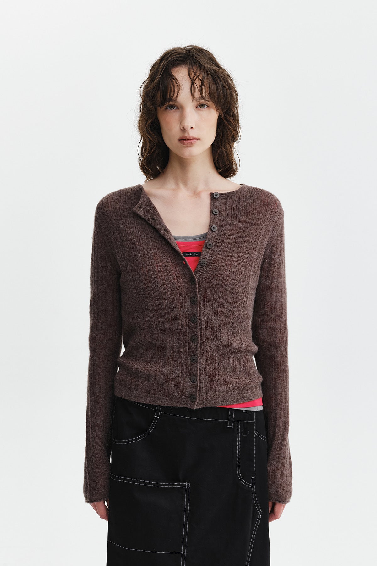 Matinkim Two Way Texture Knit Top IN Khaki Brown