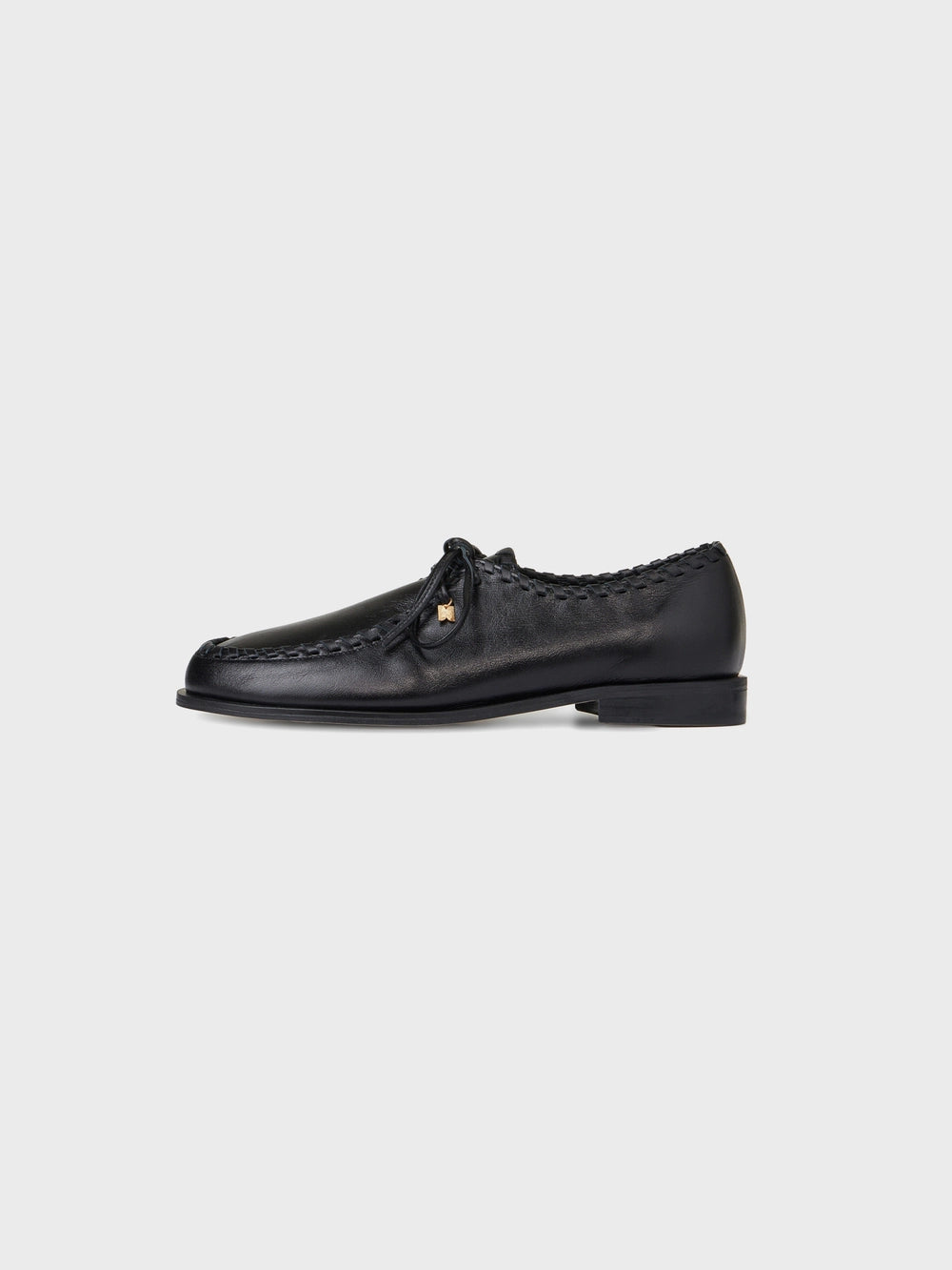 EENK Stitch Detail Leather Loafers - Black