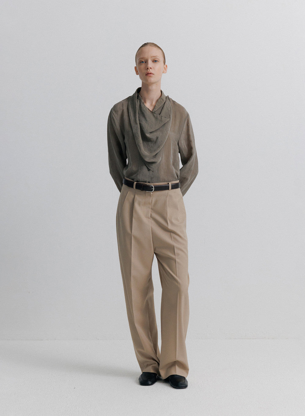 Kindersalmon Agnes Draped Blouse Sage