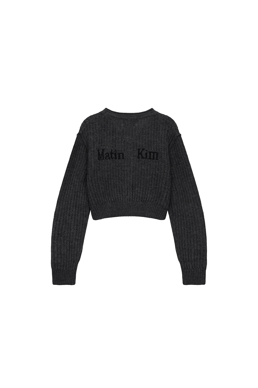 [matinkim] HAIRY CROCHET CROP CARDIGAN FOR WOMEN IN GREY