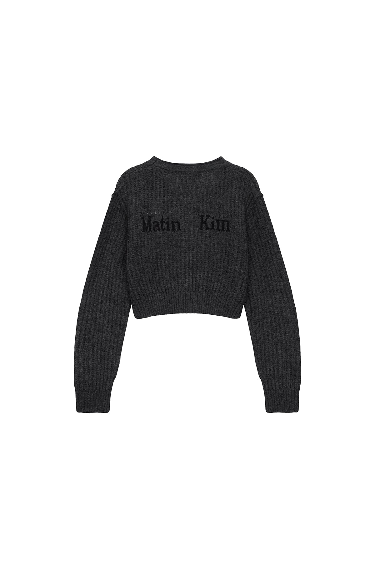 [matinkim] HAIRY CROCHET CROP CARDIGAN FOR WOMEN IN GREY