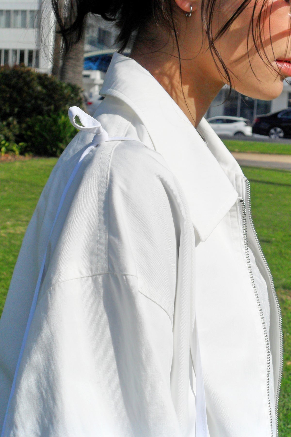 Low Classic Washed Cotton Blouson Jacket White