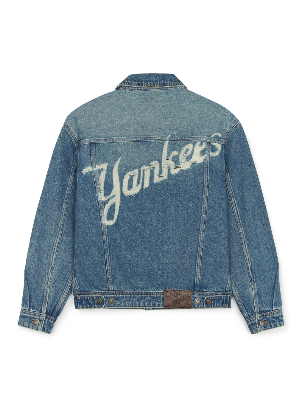 MLB Korea Mlb Hannam Vintage Lettering Denim Trucker Jacket