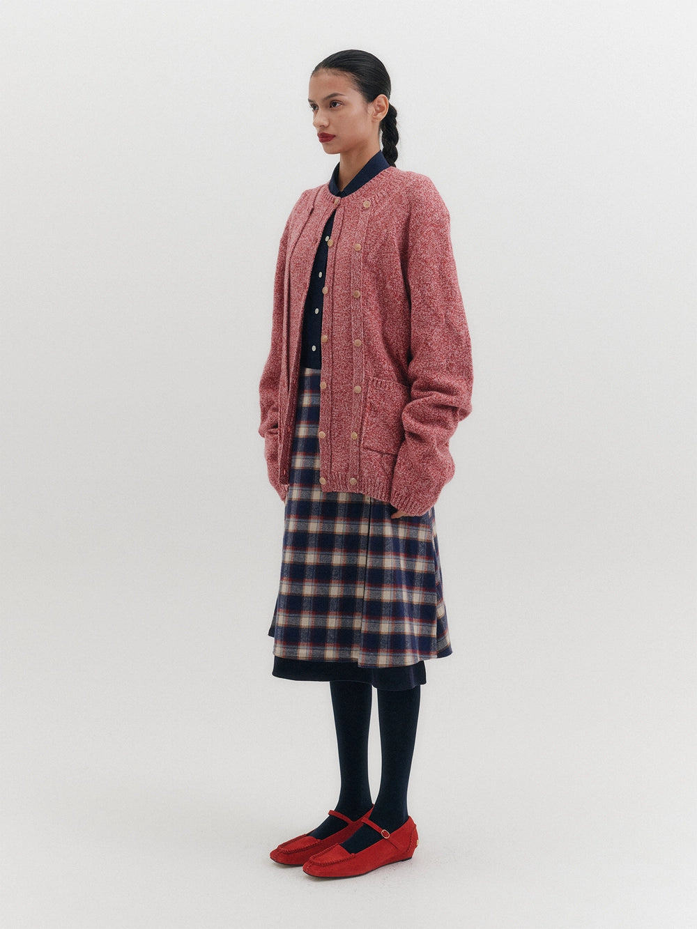 EENK Layered Knitwear Cardigan - Pink