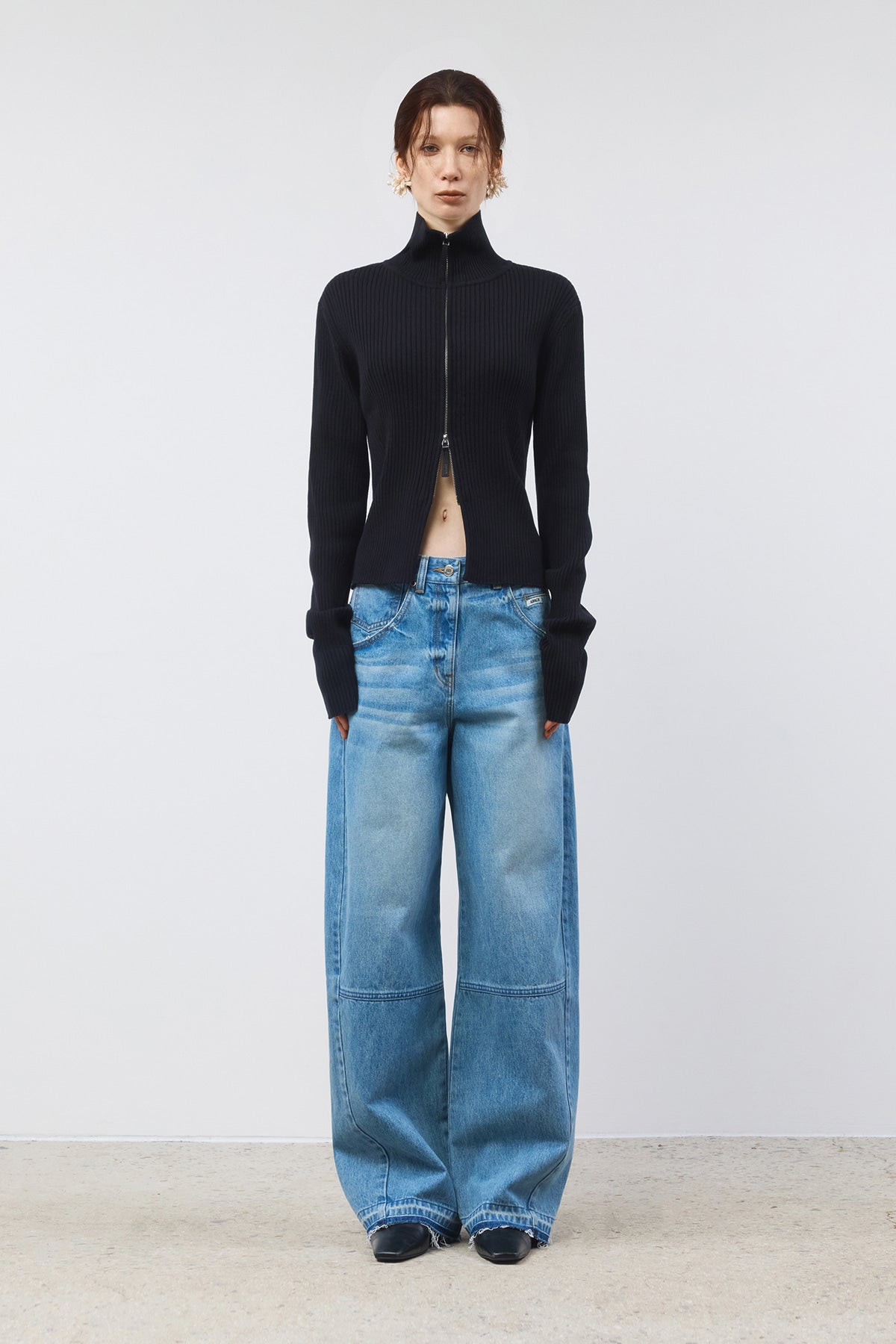 [matinkim] Twisted Seam Denim Pants IN Blue