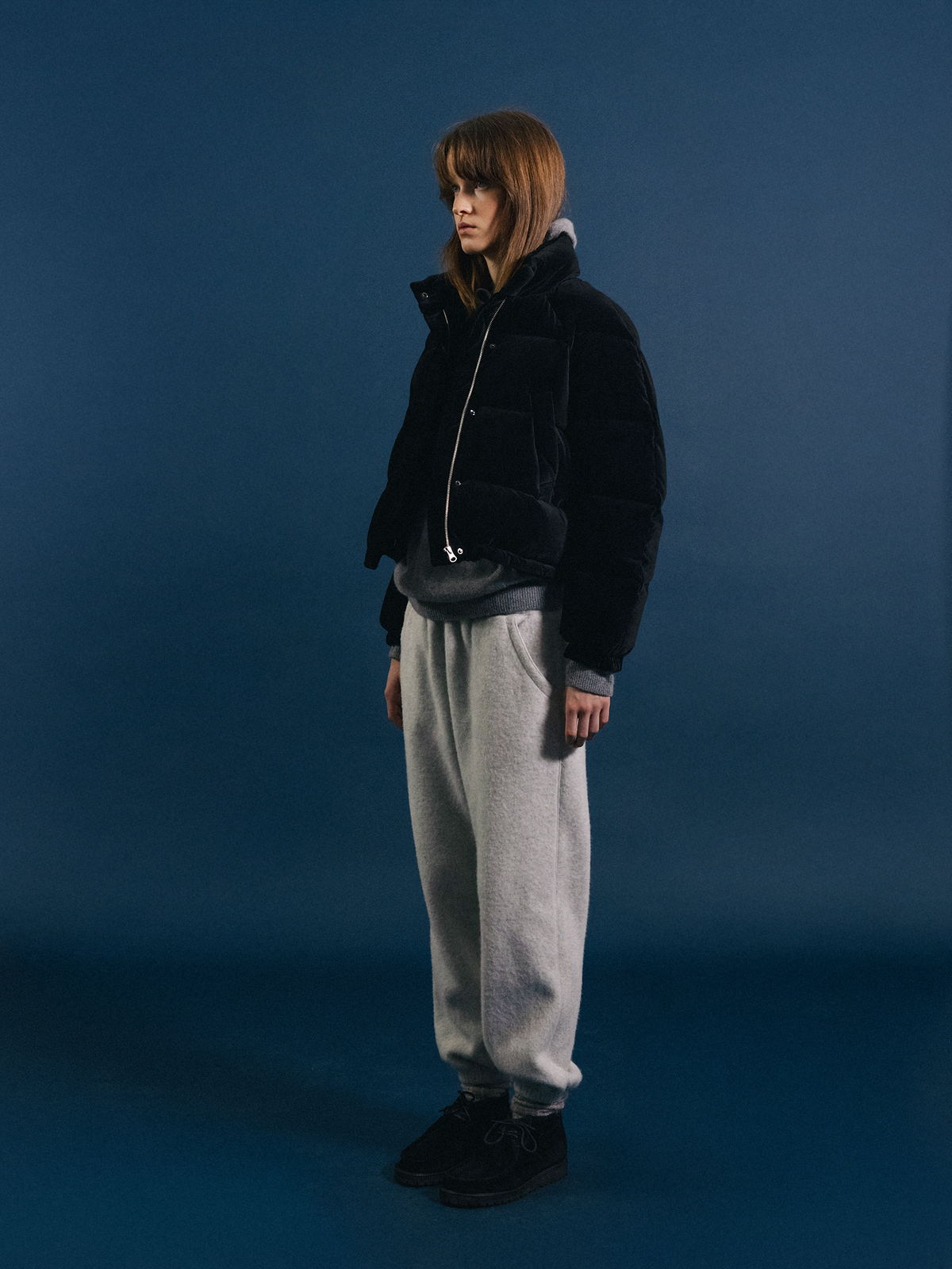 Nothing Written Velvet cropped puffer jacket (Black)