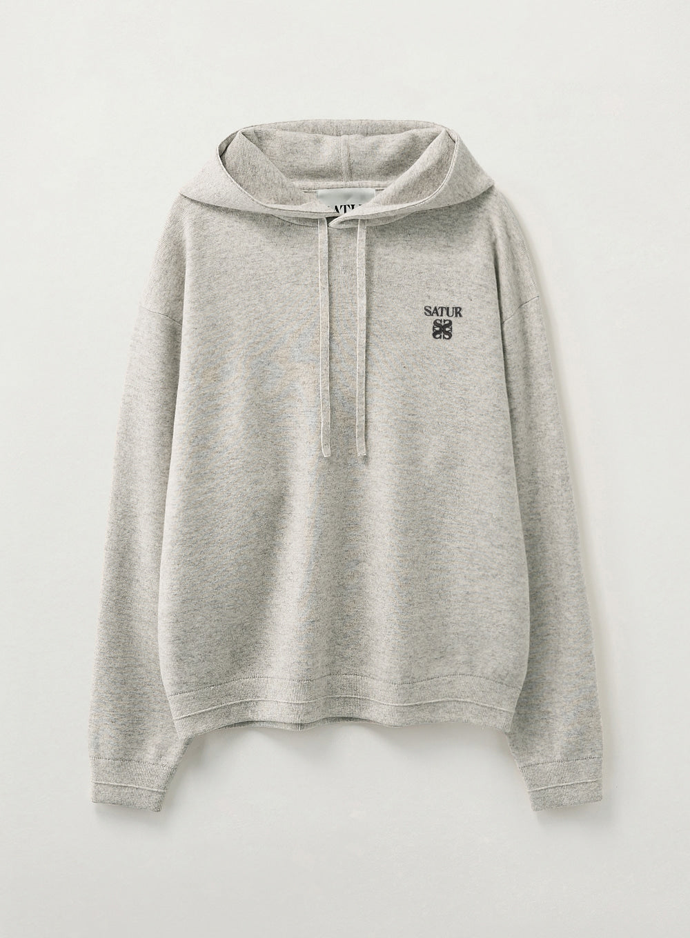 [satur] Classic Semi Loose Fit Knit Hoodie - Oatmeal