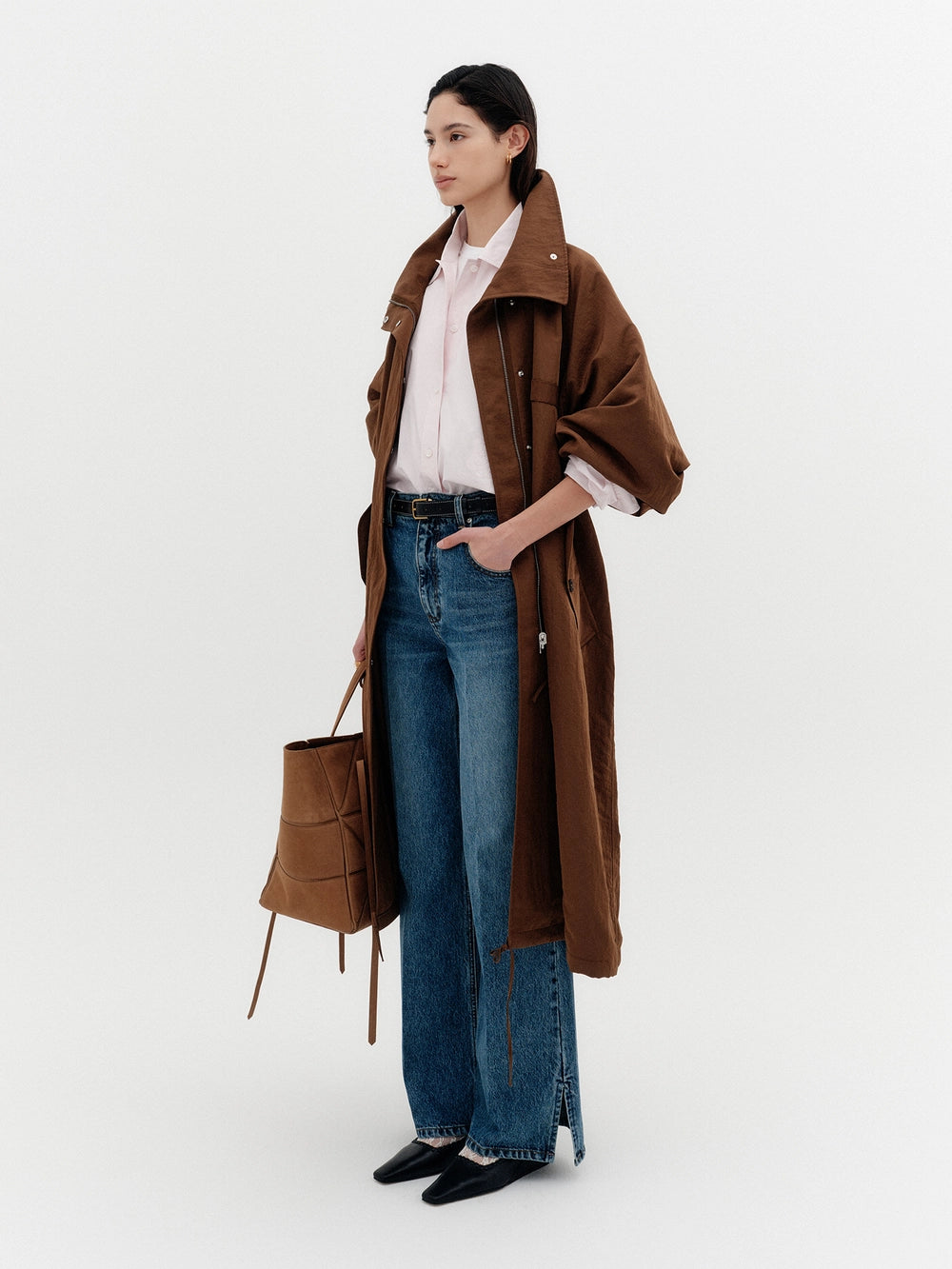 EENK Reversible High-Neck Long Jumper - Brown