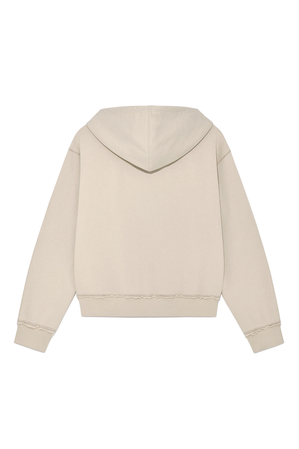 [matinkim] APPLIQUE CUTTED LOGO HOODY ZIP UP IN BEIGE
