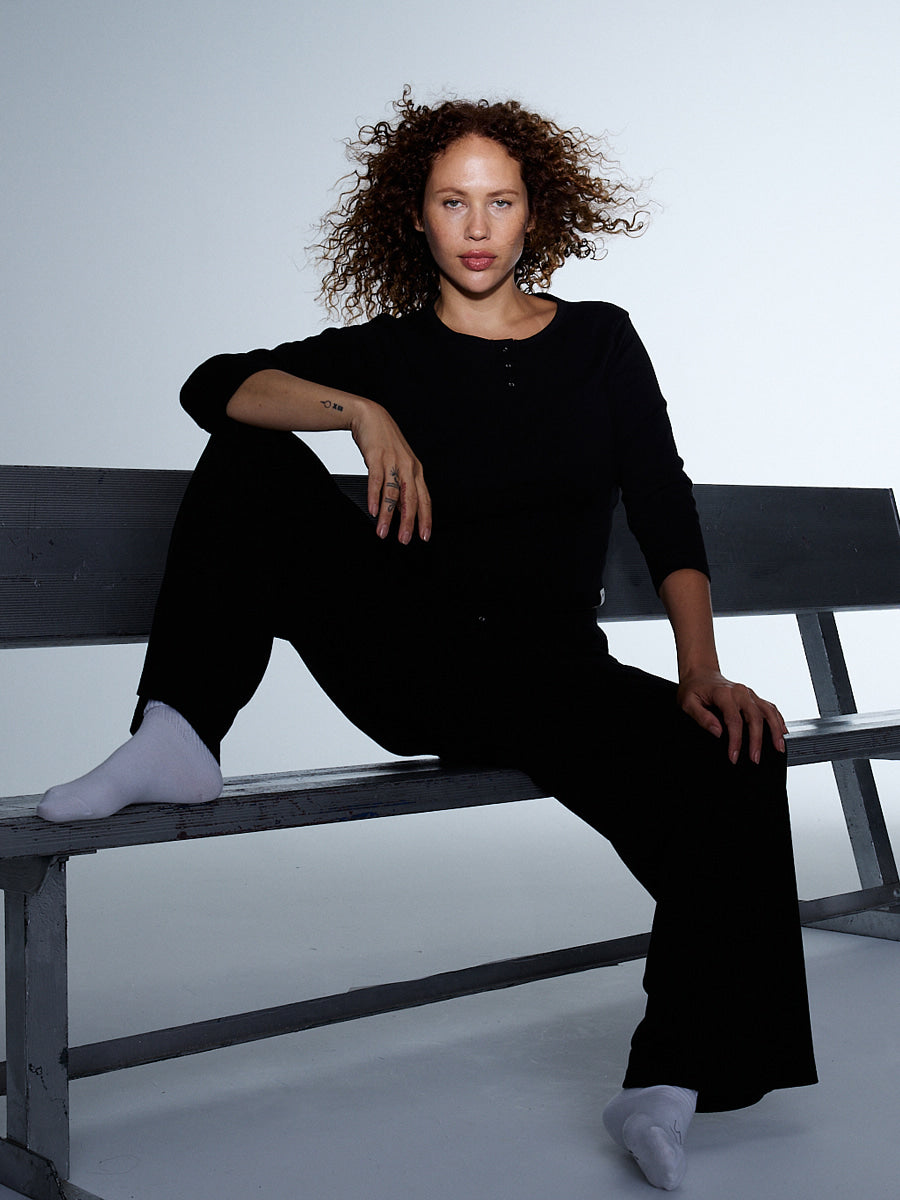 GLOWNY G Button Fly Pants (Black)