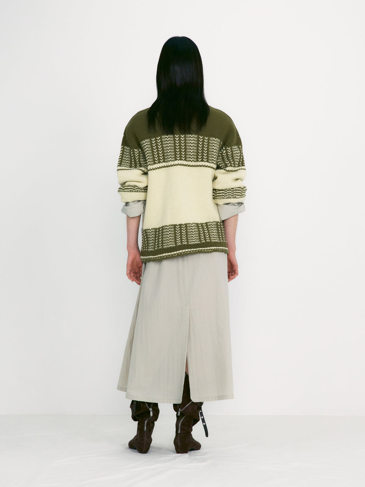Low Classic Jacquard Knit Sweater Khaki