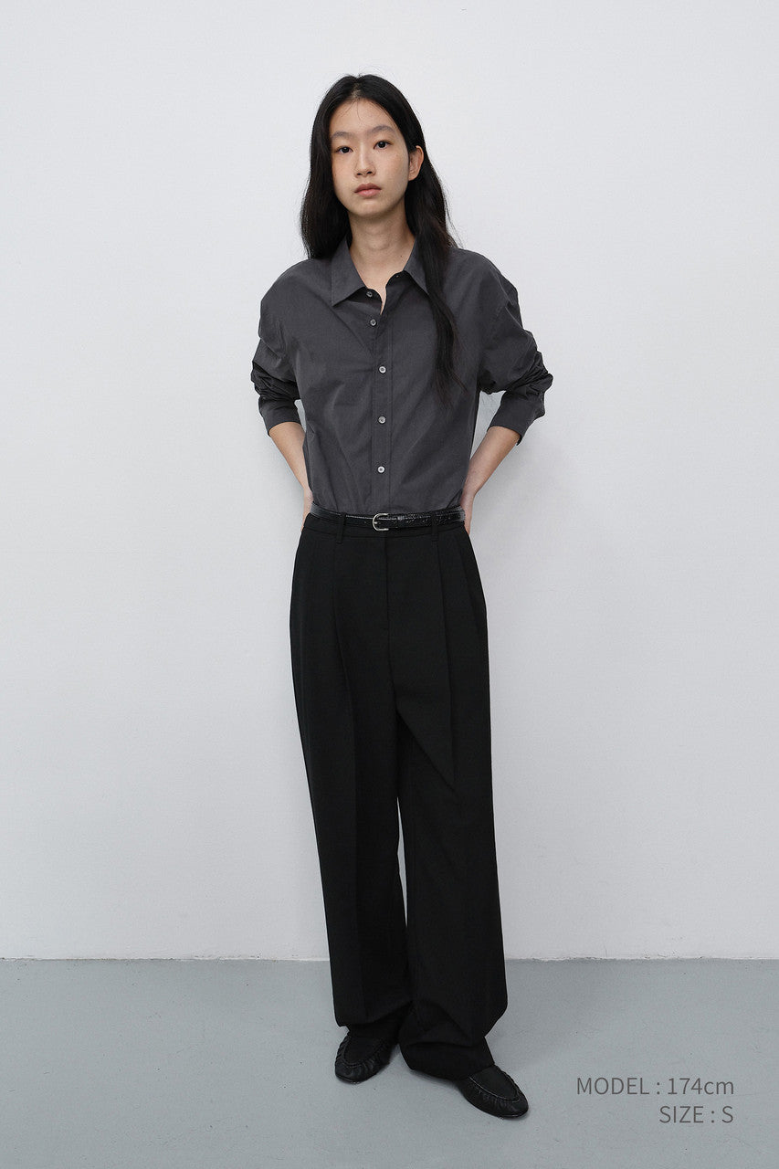 Dunst Double Pleated Wide Slacks Black