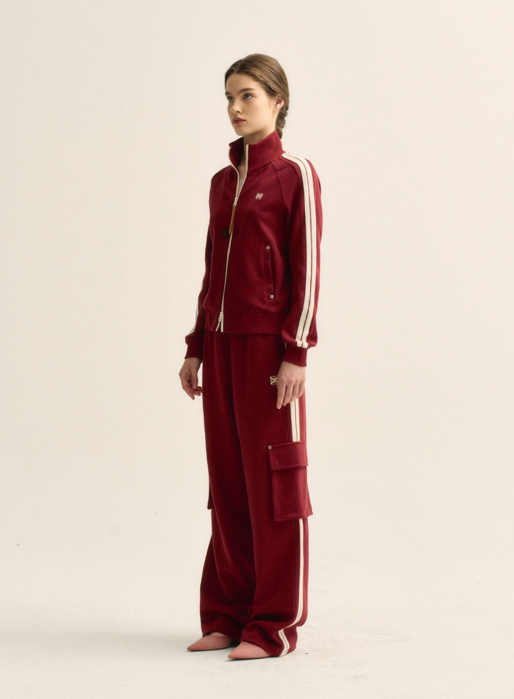 [satur] (W) Lawton Cargo Track Pants - Burgundy