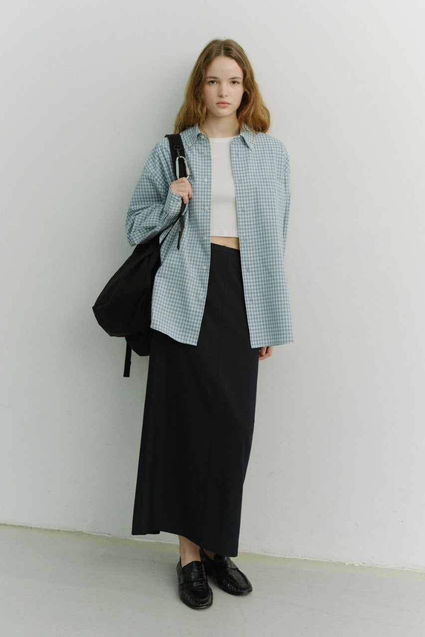 Dunst Unisex Oversized BD Checked Shirt Soft Blue Check