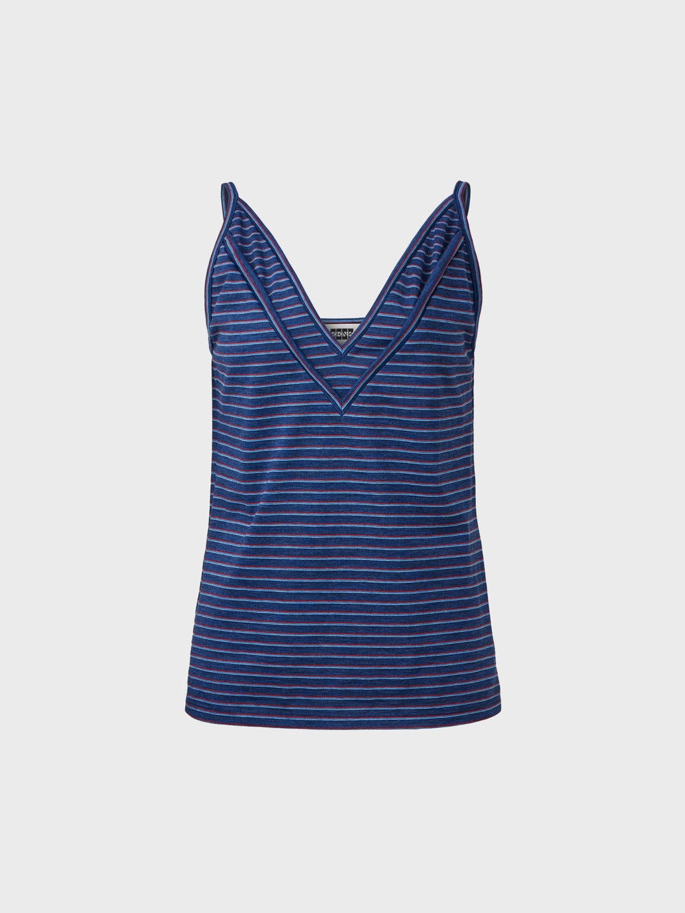 EENK Double V-Neck Panel Sleeveless Top - Navy