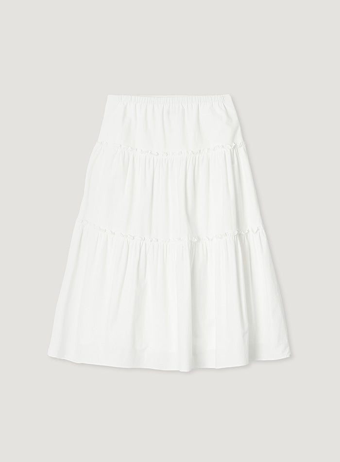 Mango Maniplease Naiko Shirring Skirt Ivory
