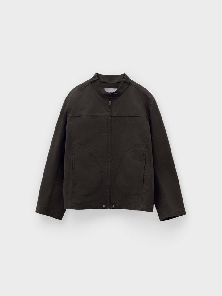 Low Classic Washed Cotton Biker Jacket Charcoal