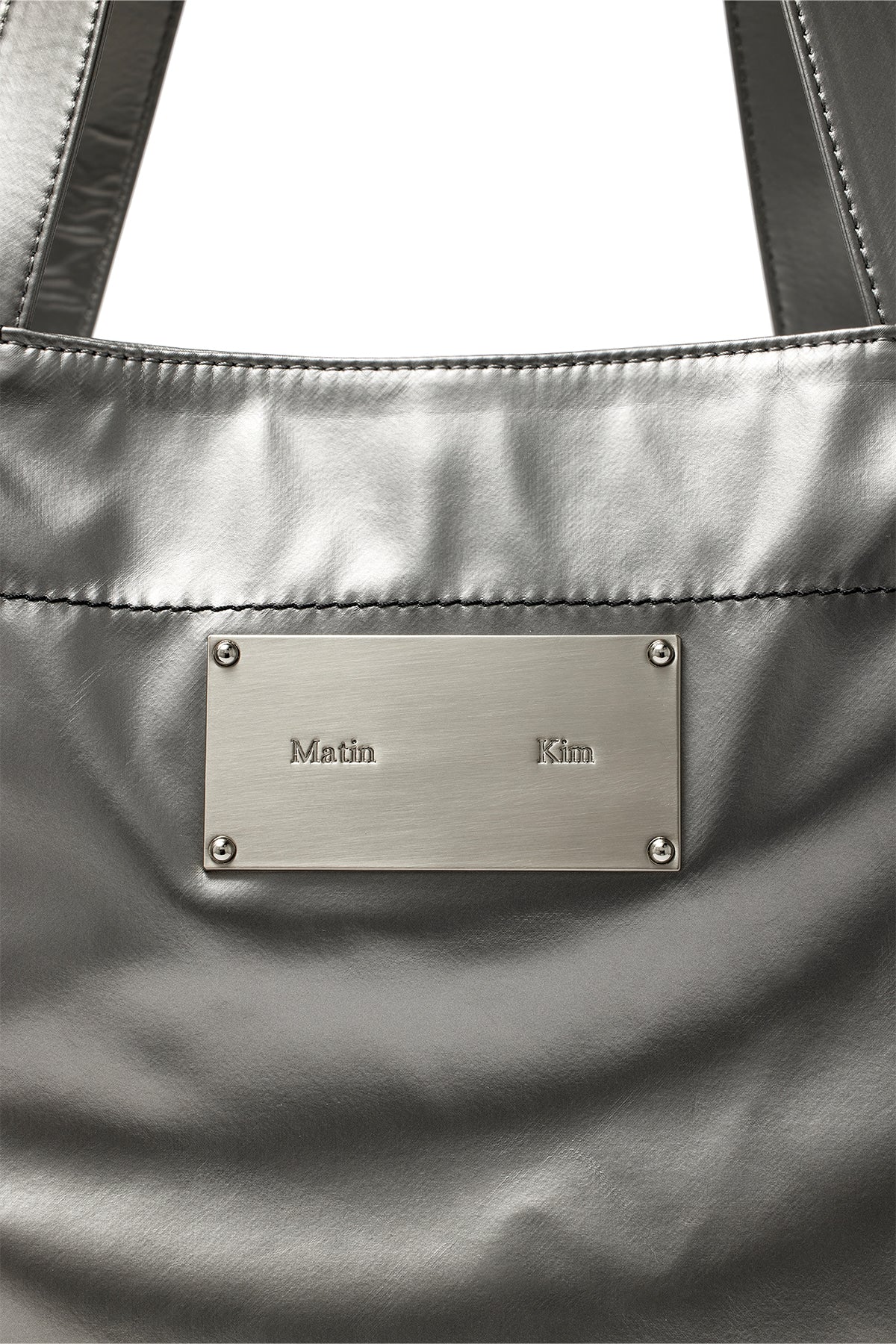 [matinkim] BIG COATING TOTE BAG IN DARK SILVER