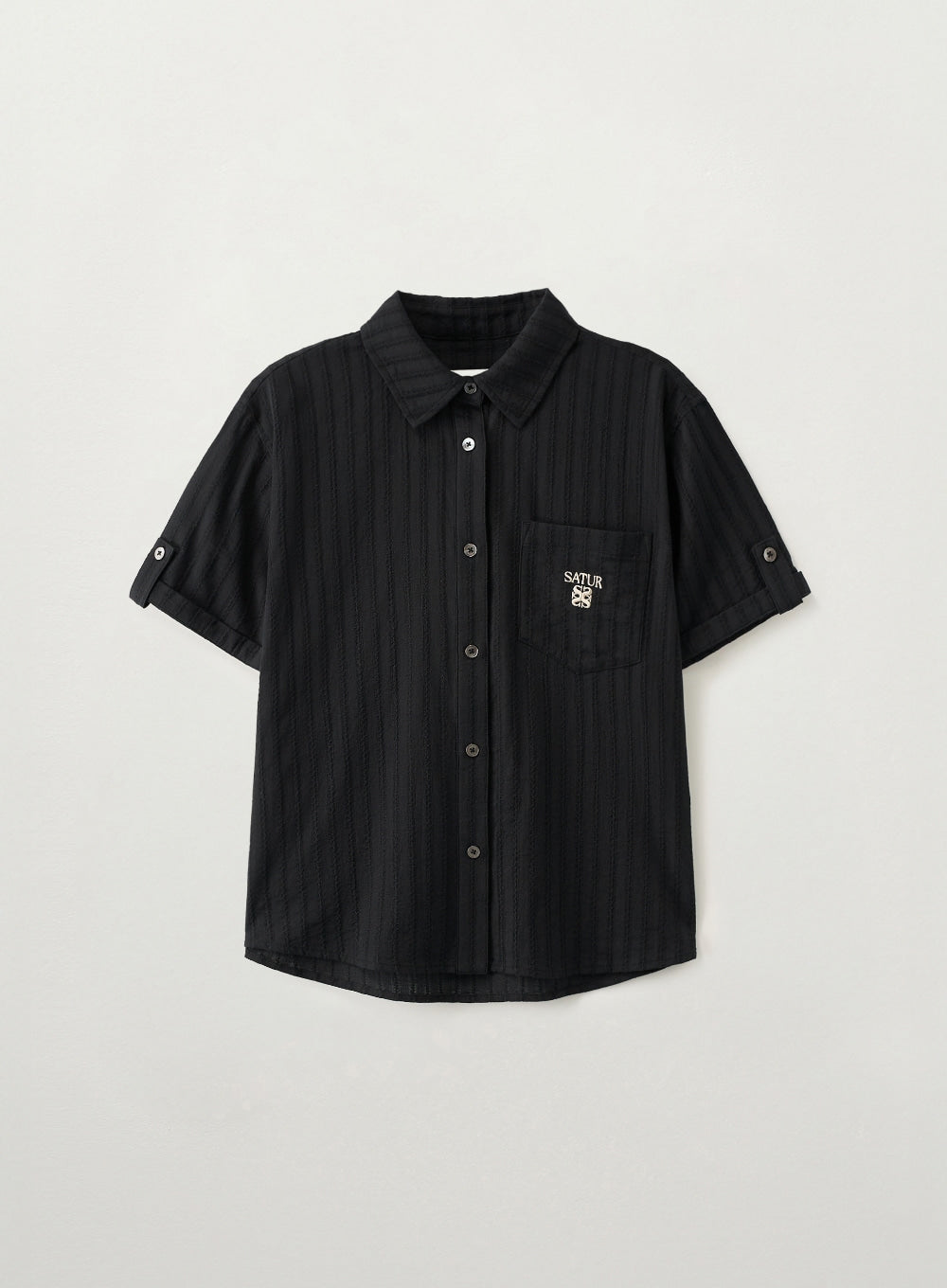 Satur (W) Roll Up Half Shirt - Black