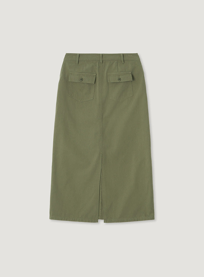 Mango Maniplease Hem Washed Skirt Khaki