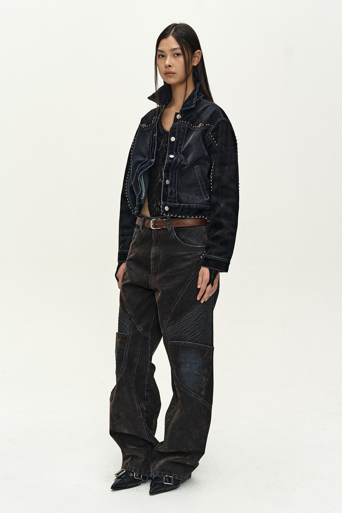 Andersson Bell Studded Velvet Denim Jacket