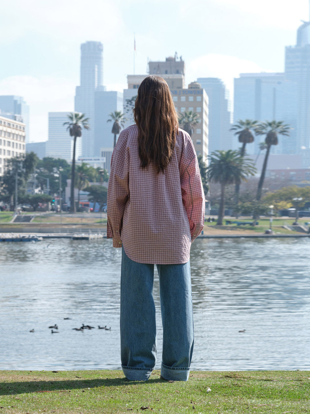 Low Classic Oversized Lc Checked Shirt Pink