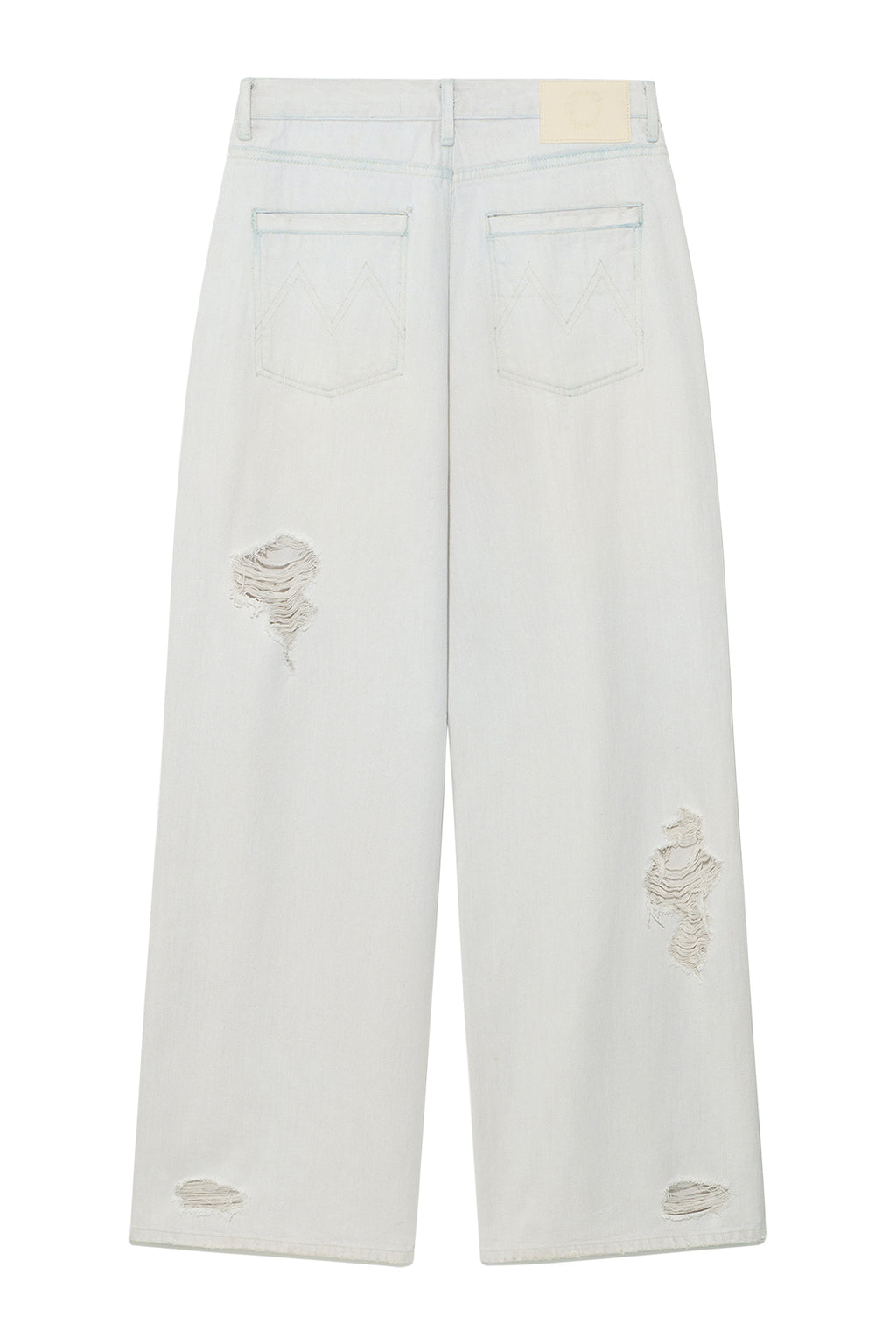 Matinkim Damage Point Washed Wide Denim Pants IN Light Grey