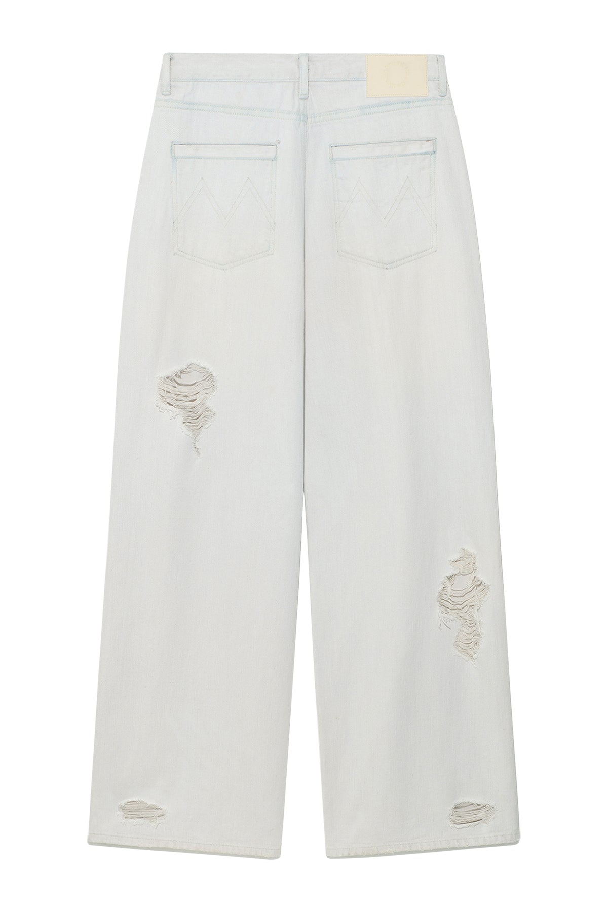 Matinkim Damage Point Washed Wide Denim Pants IN Light Grey