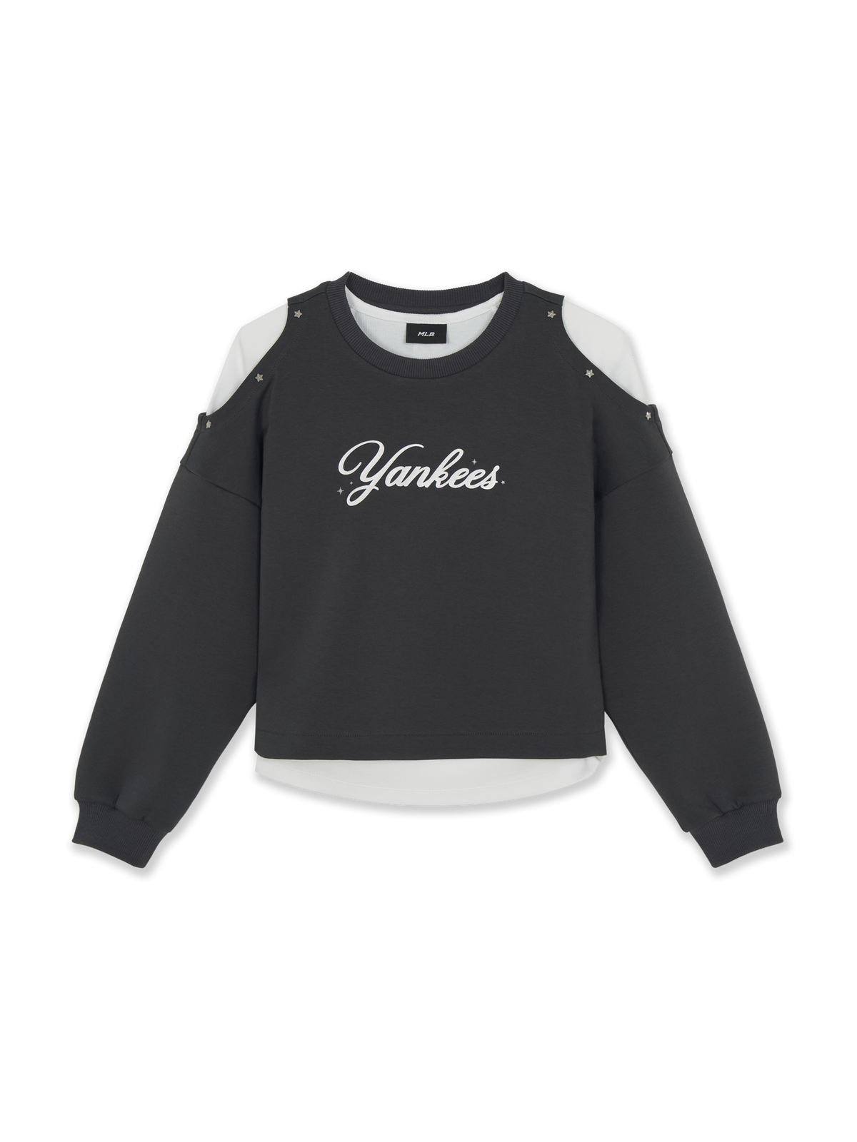 Mlb Street Girls Shoulder Cutout Layered Sweatshirt New York Yankees