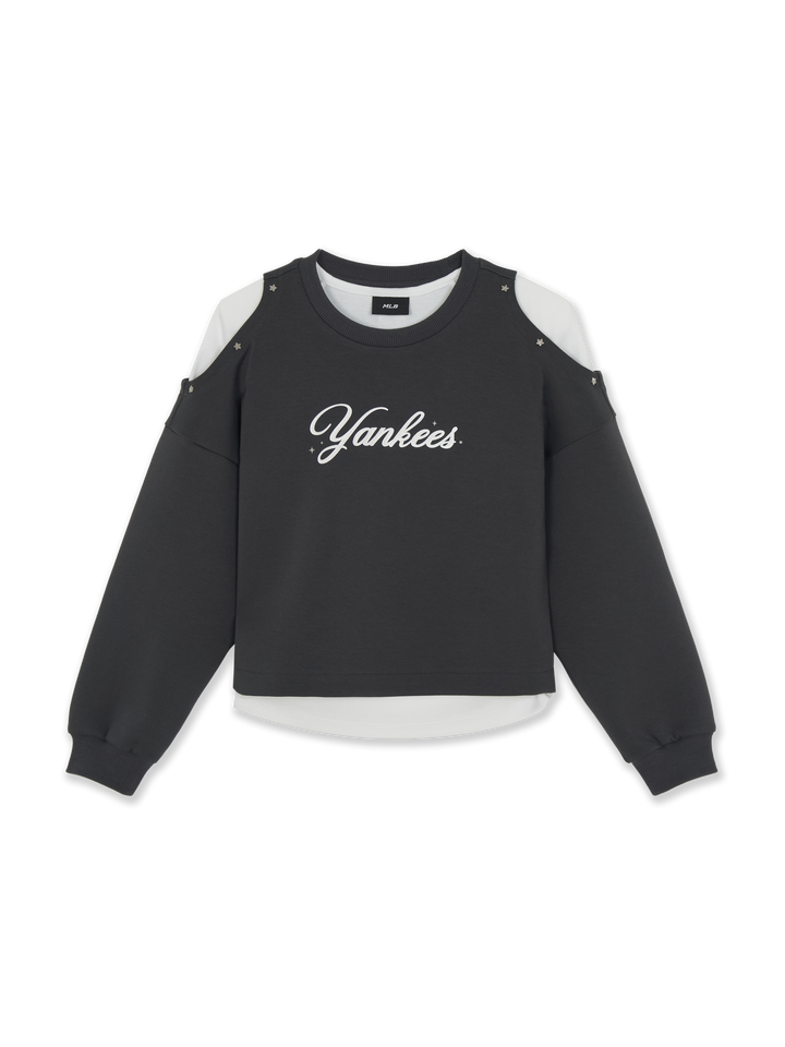 Mlb Street Girls Shoulder Cutout Layered Sweatshirt New York Yankees