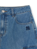 [MLB] Women's Varsity Vintage Slub Cargo 9in Denim Shorts