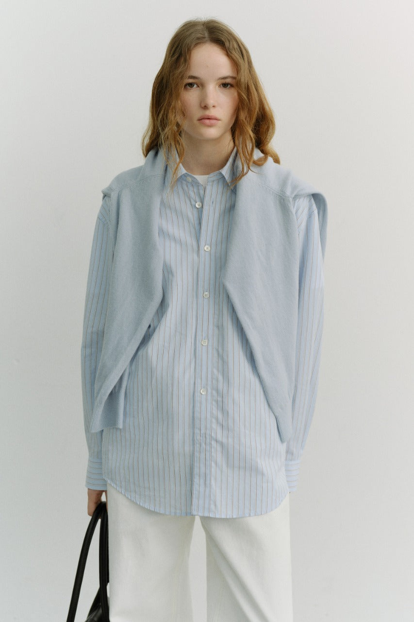 Dunst Unisex Oversized Striped Shirt Sky Blue Stripe
