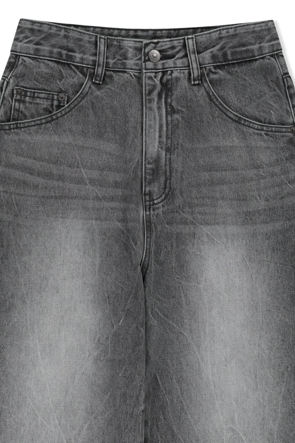 Matinkim Matin Waist Logo Wide Denim Pants IN Grey