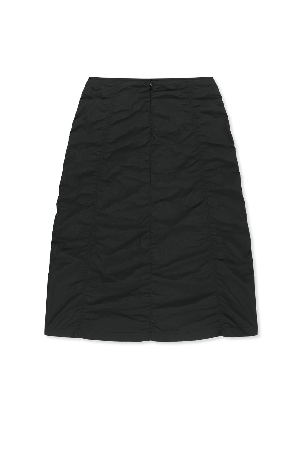 [matinkim] Nylon Shirring Midi Skirt IN Black