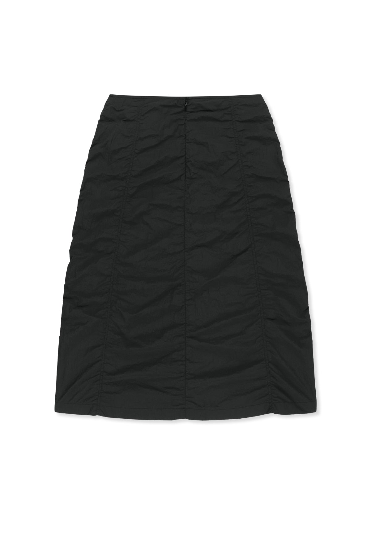 [matinkim] Nylon Shirring Midi Skirt IN Black