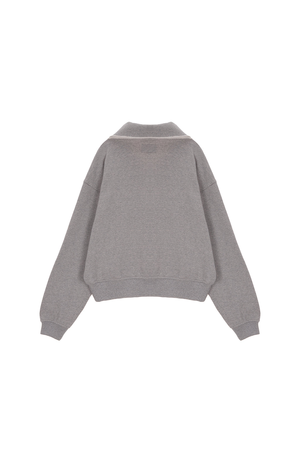 [matinkim] CUTTED LOGO HALF ZIP SWEATSHIRT IN GREY