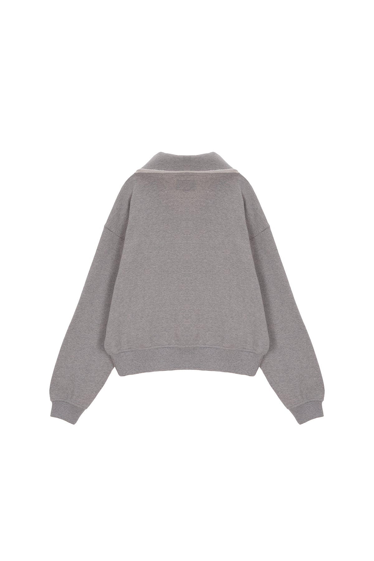 [matinkim] CUTTED LOGO HALF ZIP SWEATSHIRT IN GREY