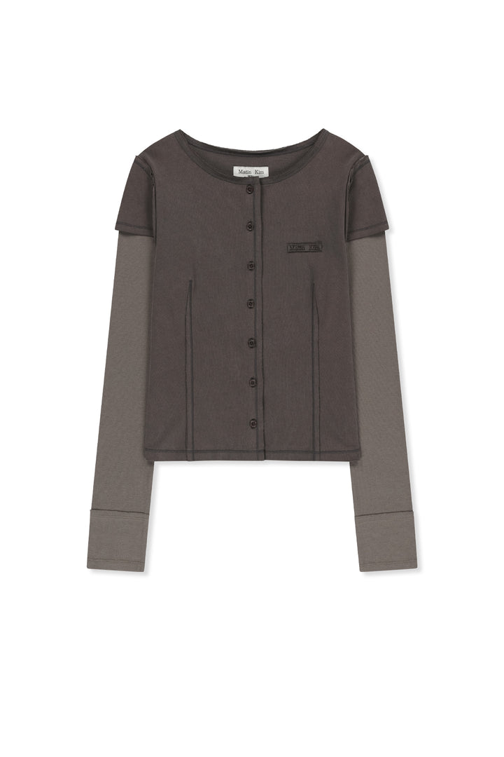 Matinkim Faded Color Block Layered Button Top IN Cocoa