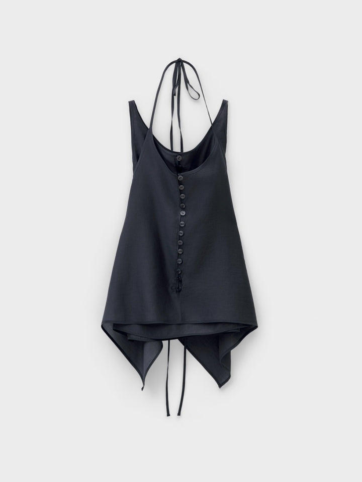 Low Classic See-Through Button Loop Top Charcoal