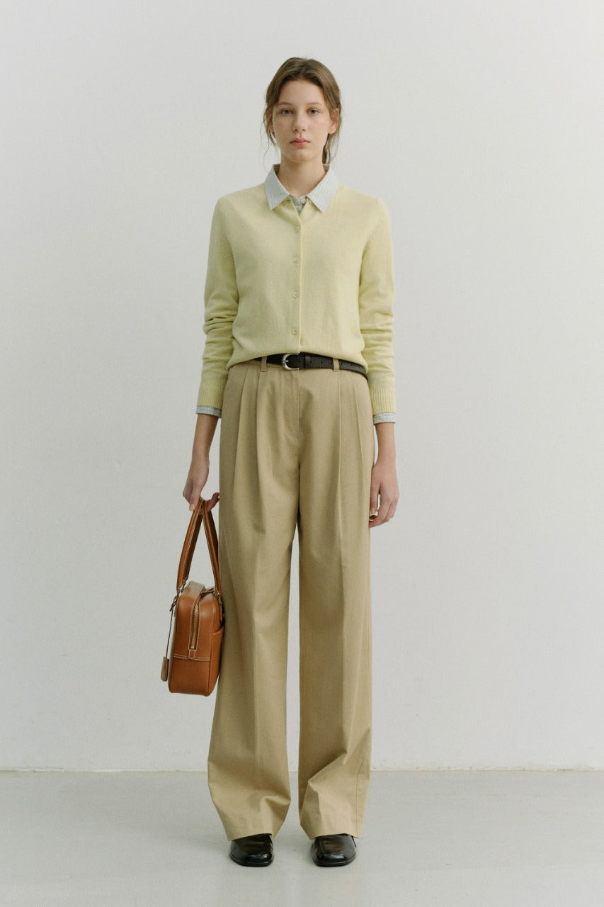 Dunst Double Pleated Chino Slacks Beige