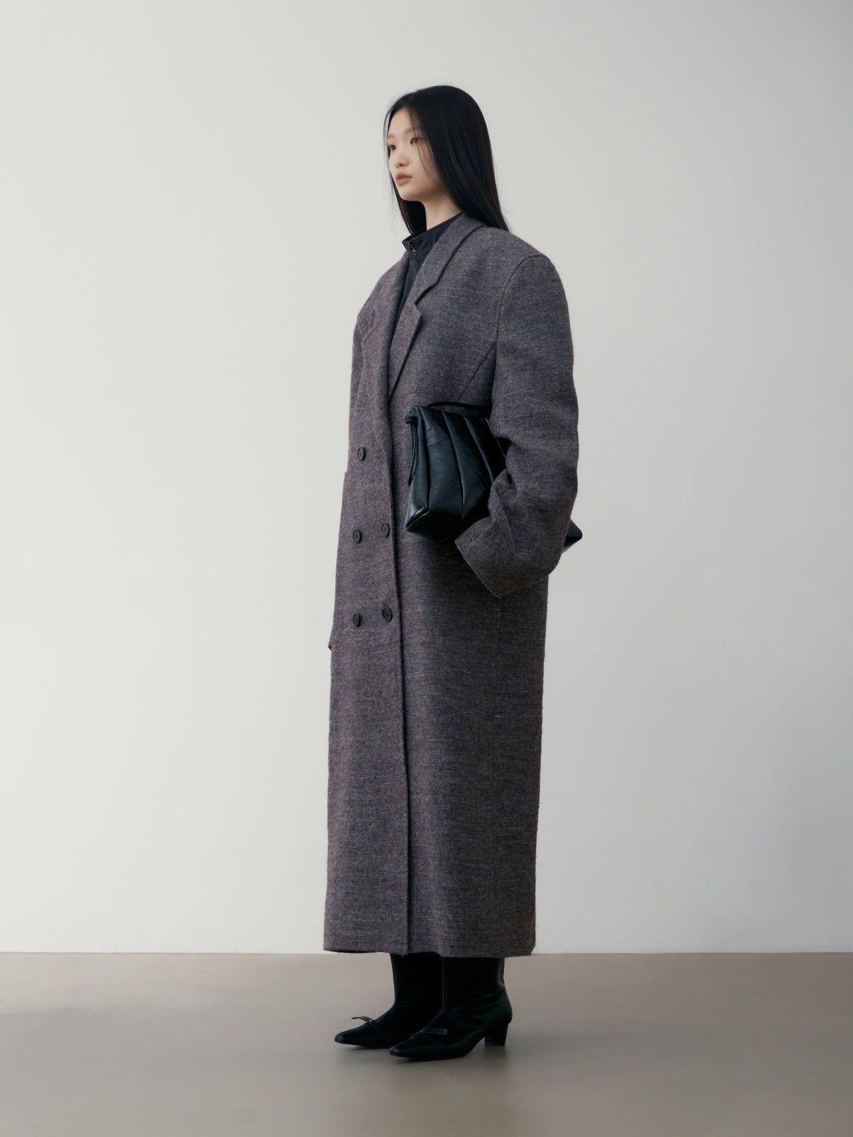 Low Classic Melange Wool Oversized Coat Grey