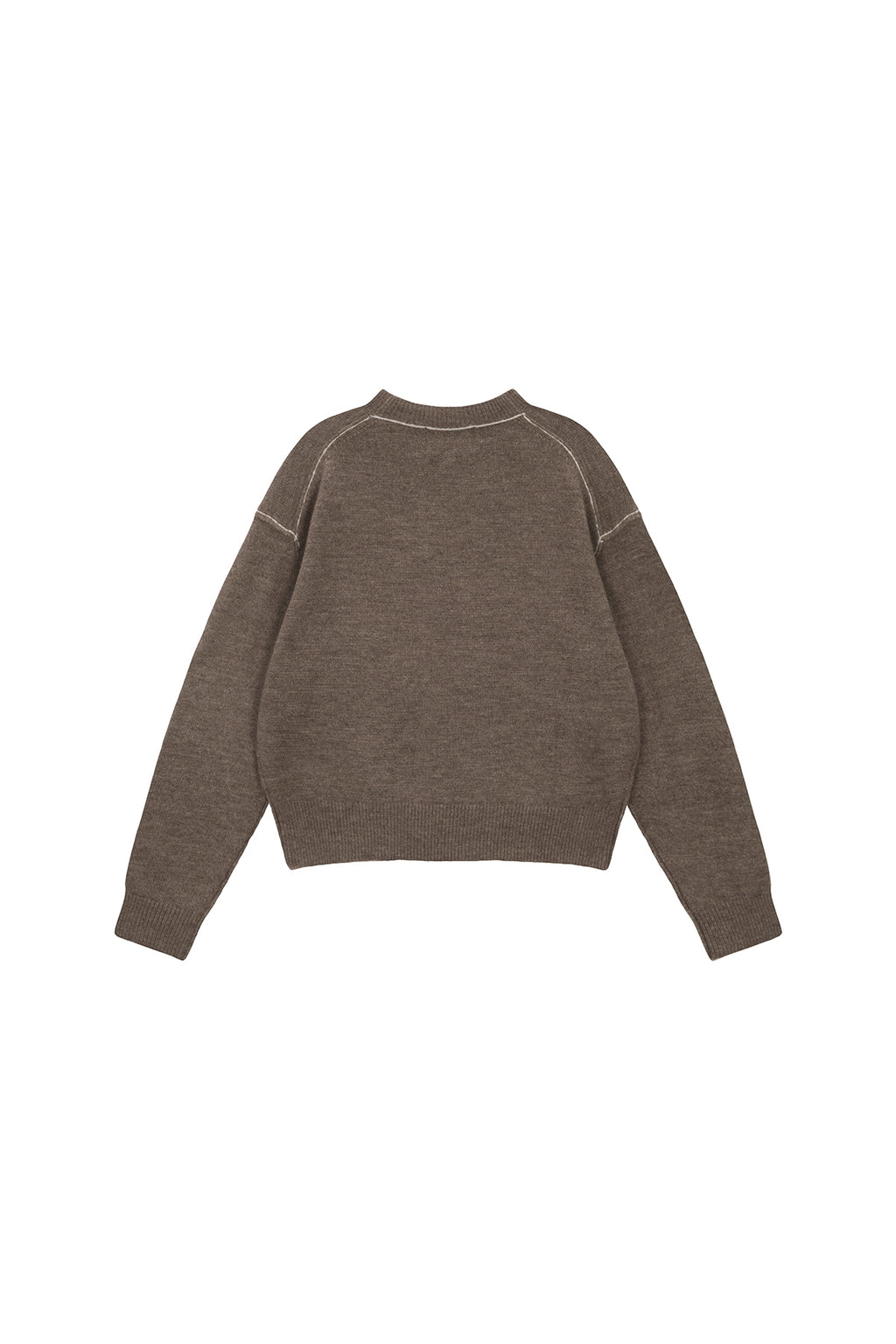 [matinkim] COLOR LINE POINT LOGO KNIT PULLOVER IN BROWN