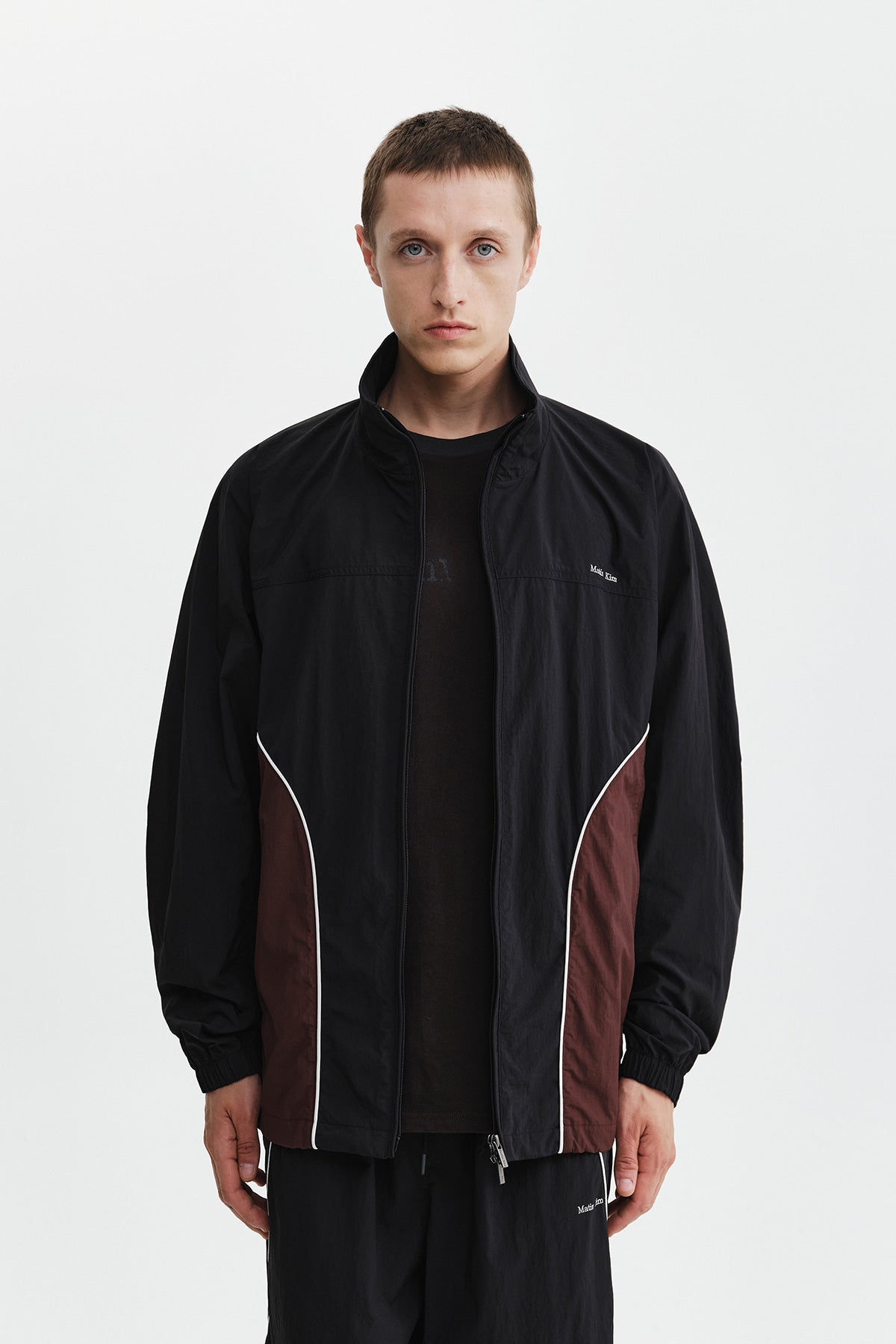 Matinkim Contrast Trim Track Zip UP IN Black