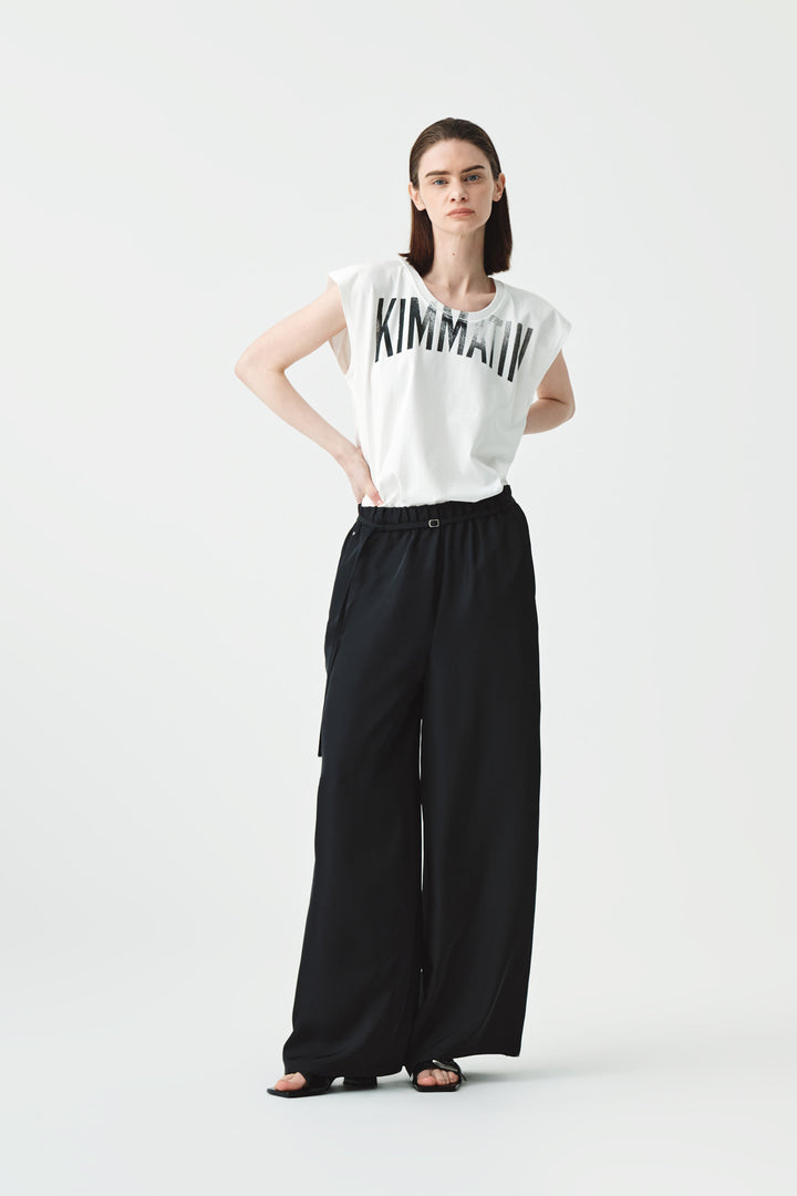 Matinkim Belted Silky Wide Pants IN Black