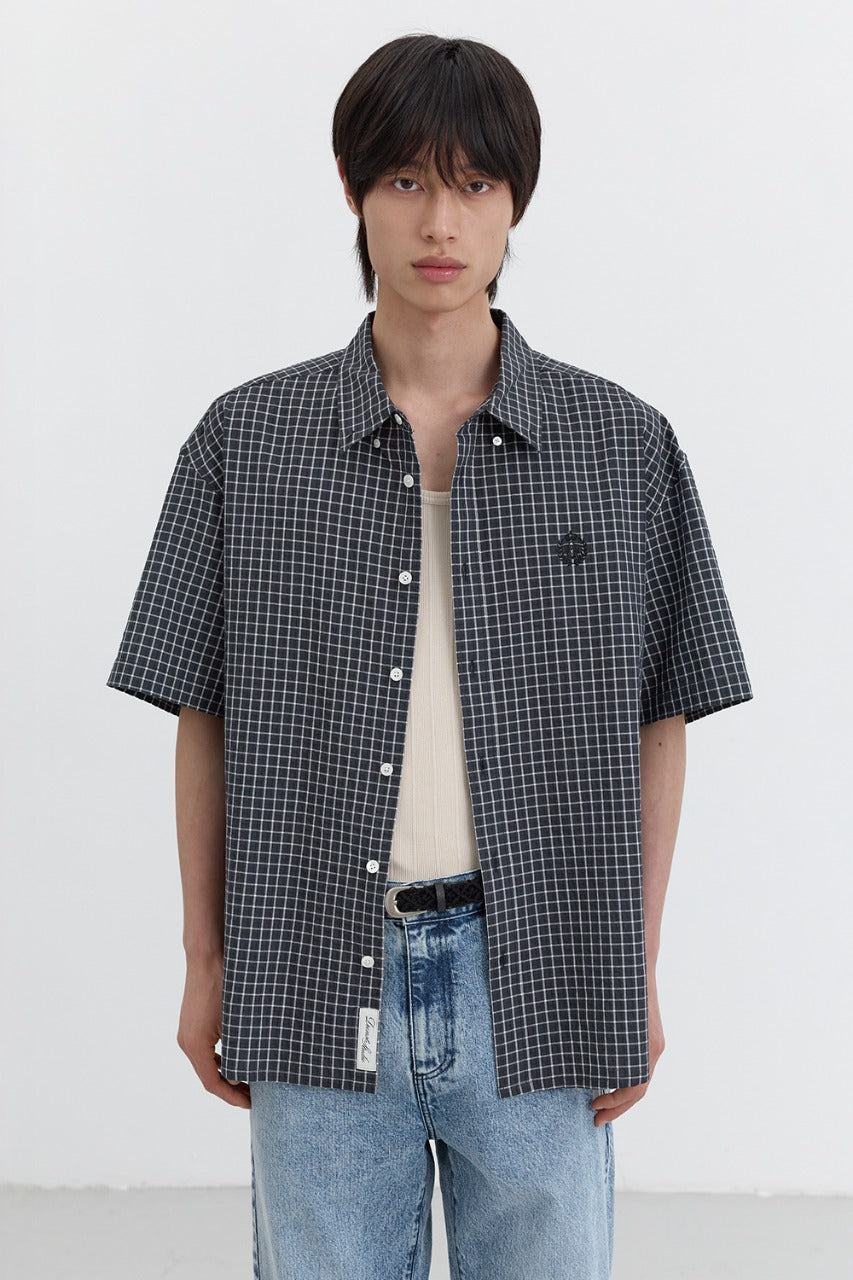 Dunst Short Sleeve Classic Shirt Navy Check