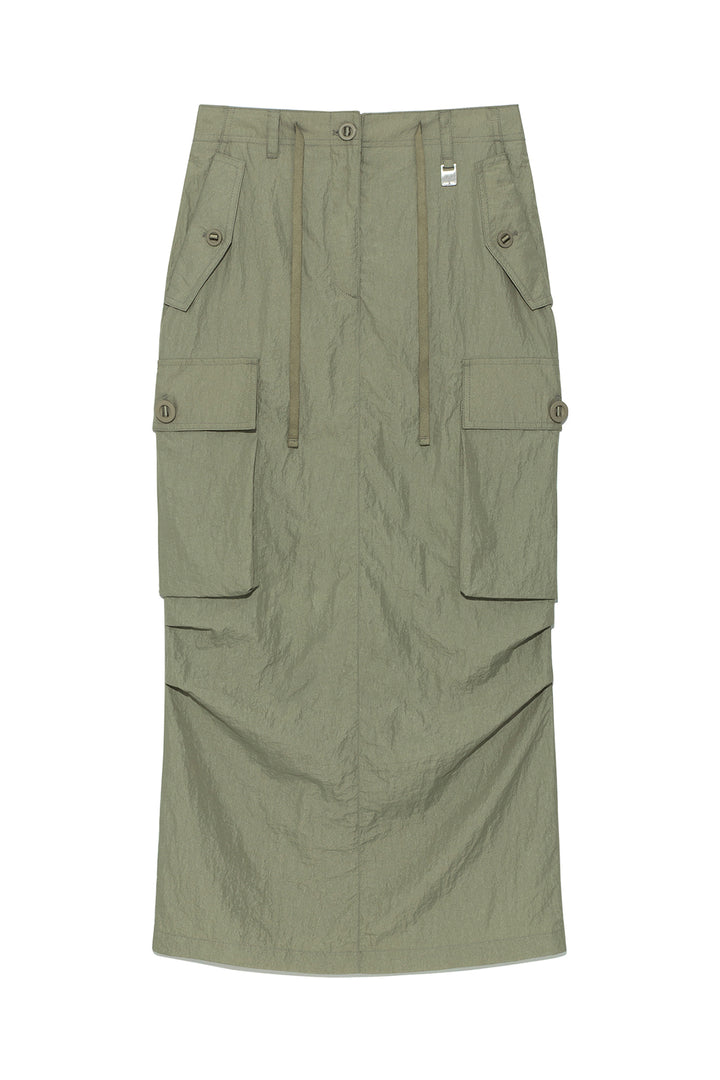 Matinkim String Nylon Cargo Skirt IN Khaki